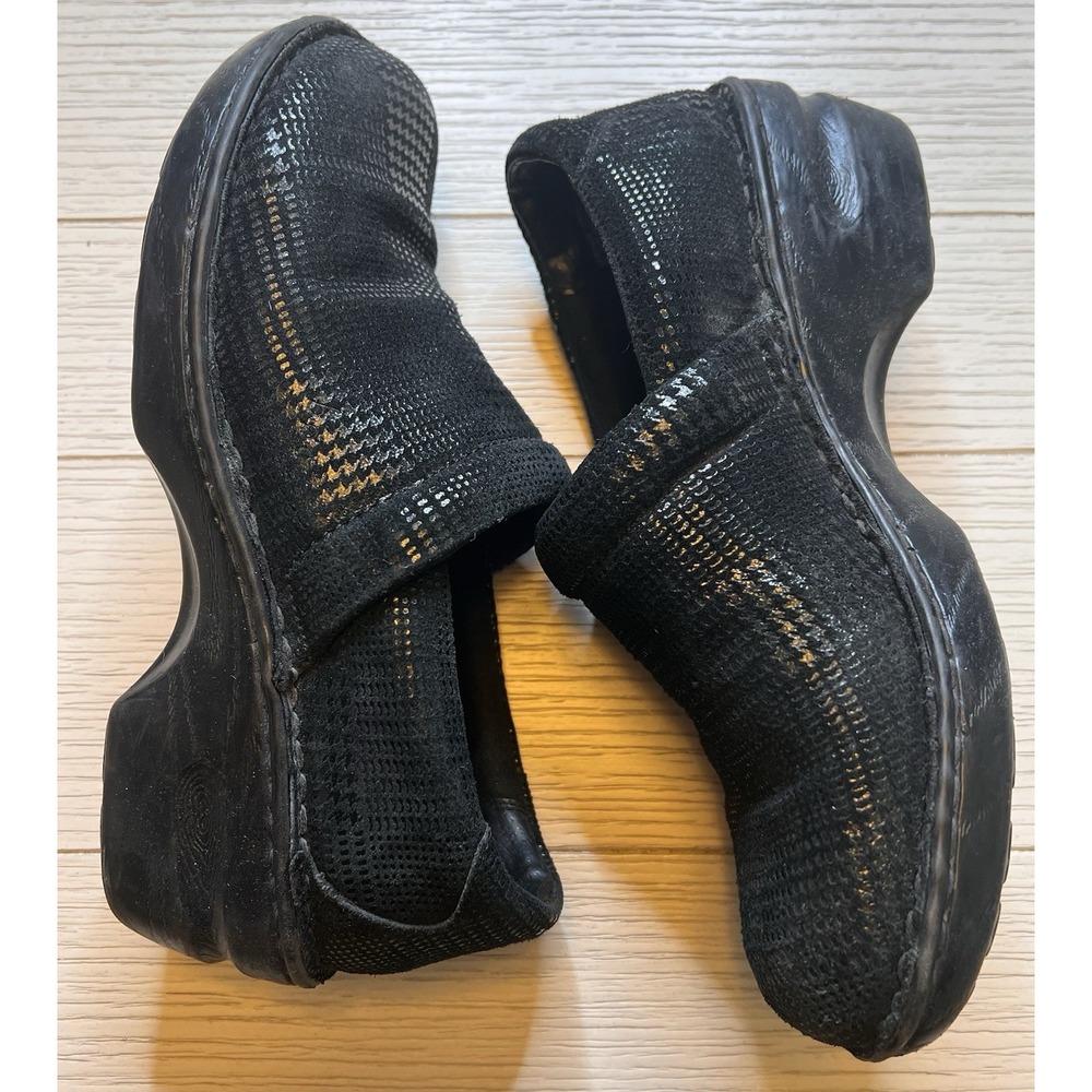 BOC Born Concept Black Herringbone Margaret Leather Clogs W/ Original Box. Sz 8‎